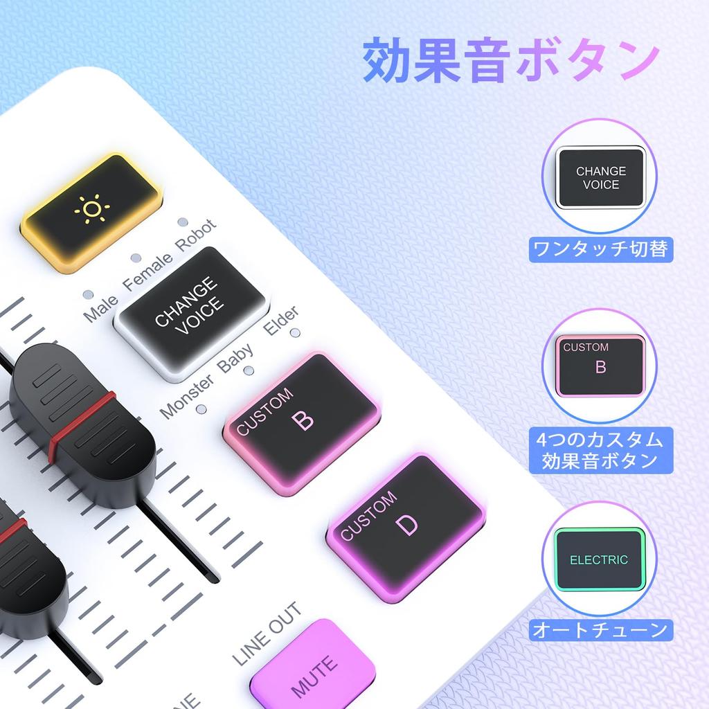 FIFINE Gaming Audio Mixer Interfejs audio Kompatybilny z Gaming Audio Mixer Podcast Mixer z funkcją RGB Przycisk zmiany głosu Niestandardowy efekt dźwiękowy