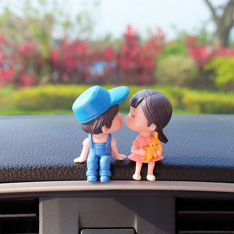 Car Decoration Cute Cartoon Couples Car Mirror Accessories Action Figure Figurines Balloon Ornament Auto Interior Dashboard Gift