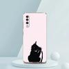 Roztomilý kreslený obal s černou kočkou pro Samsung A54 A52 A50 A70 A30 A40 A20S A20E A02S A12 A14 A22 A42 A72 A34 A32 5G A04s Průhledný kryt