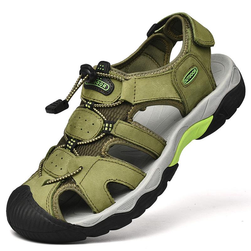 Fashion Fashionable Outdoor Men's Breathable Anti Slip Water Wading Sandals Summer Men Cowhide Oversized Casual Comfortable Beach Shoes