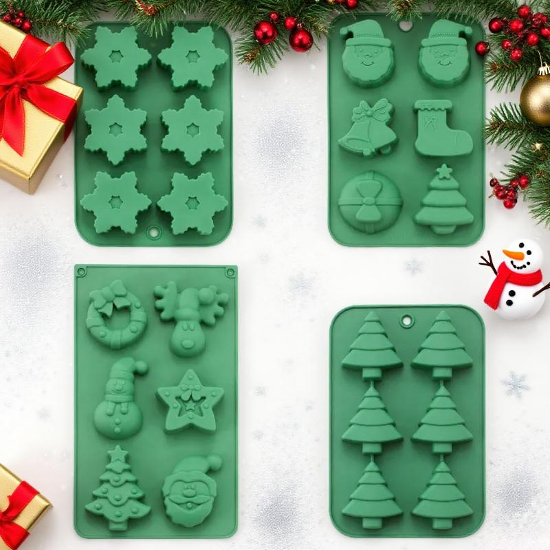 Christmas Silicone Mold Bakeware DIY Chocolate Biscuit Mold Christmas Tree Snowman Gifts Baking Tool Cake Decoration Accessories