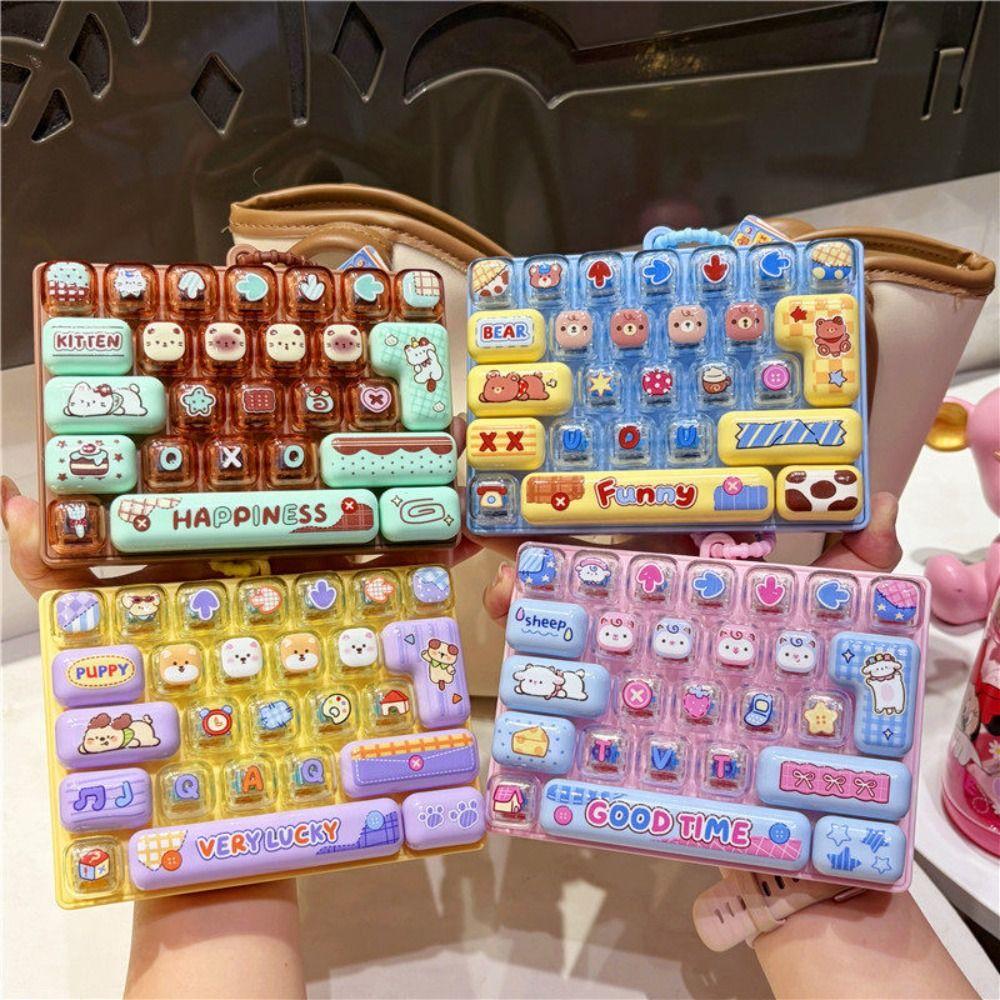 26-key Press Button Toy Keychain Keyboard Toy Cute Stress Relief Decompression Toy  Bag Ornament
