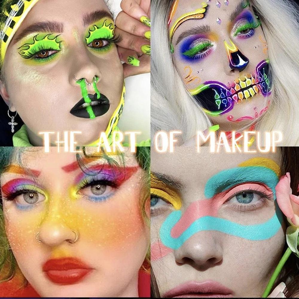 12Colors Liquid Eyeliner Neon Colored Halloween Liner Eyeliner Pen Waterproof UV Blacklight Fluorescent Face Body Paint Makeup