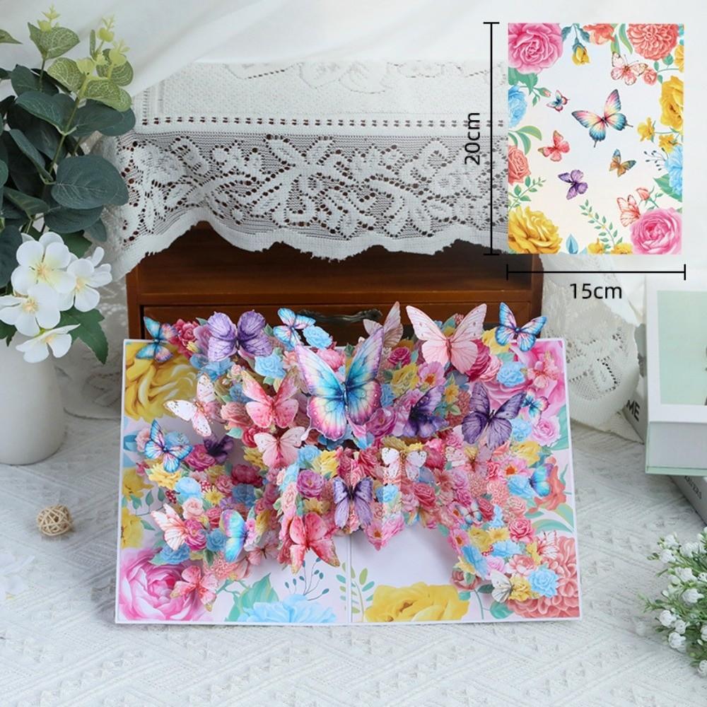 New 3D Pop Up Card Anniversary Card Butterfly Flower Post Card Best Wishes Beautiful Birthday Cards Birthday Gift