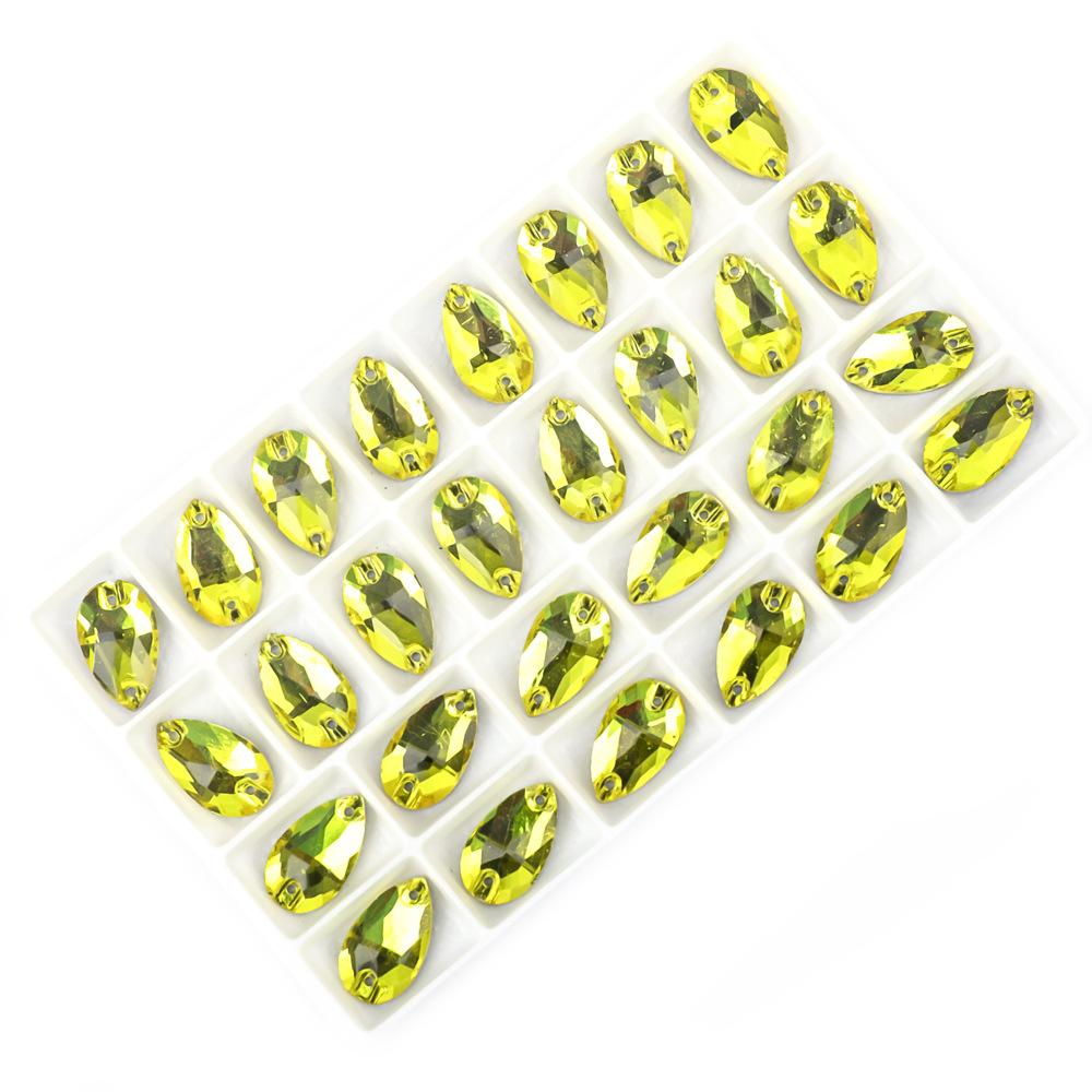 Weichen Flat Bottom Water Drop Hand Seam Drill Glass Double Hole Water Drop Drill Flat Buckle Diy Jewelry Accessories Material
