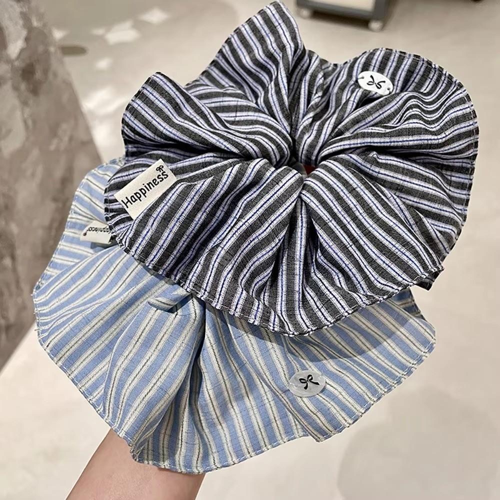 New Stripe Flower Scrunchies Blue Oversized Big Hair Tie Headwear Hair Tie Ring Hair Accessories