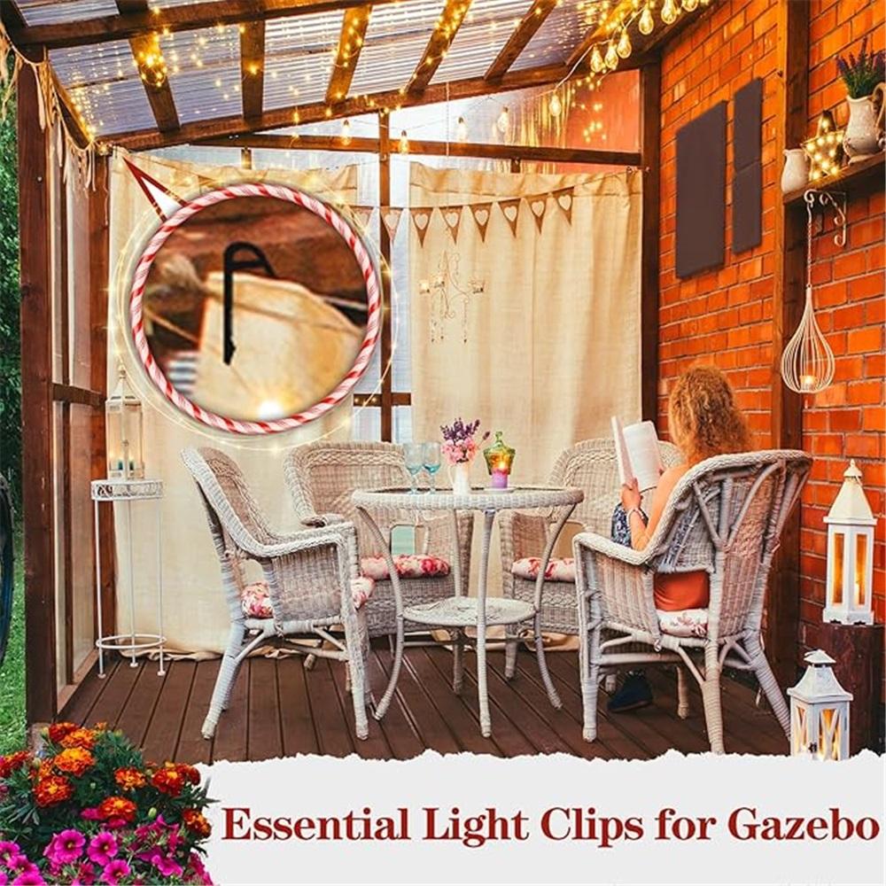 100 Bucăți Cleme Lumini de Crăciun Cârlige Jgheab Exterior - Pentru Agățarea Luminilor Decorative de Exterior în Șir de Halloween, Crăciun, Pom de Crăciun, Acoperișuri (Negru)