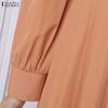 ZANZEA Women Casual Round Neck Solid Color Long Sleeve Loose Dress