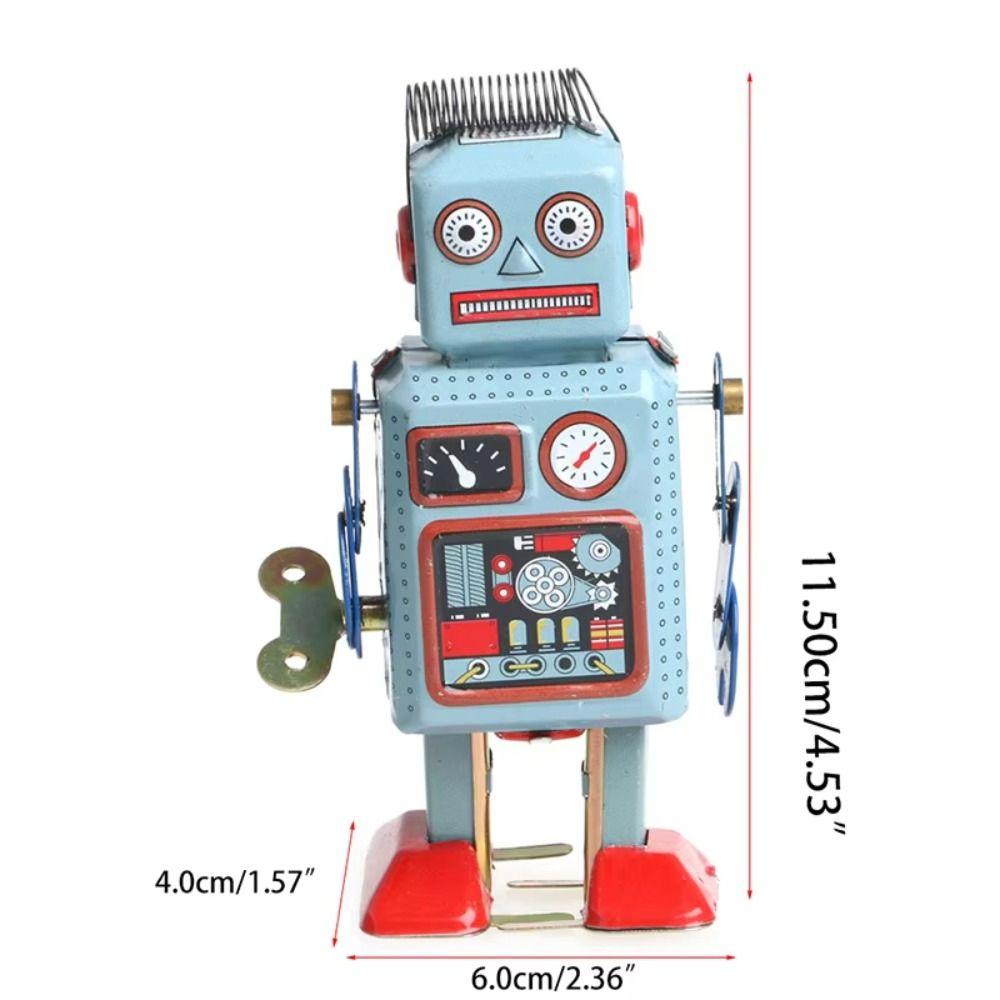 Drumming Robot Clockwork Walking Toy Retro Style Vintage Mechanical Clockwork  Christmas Gift