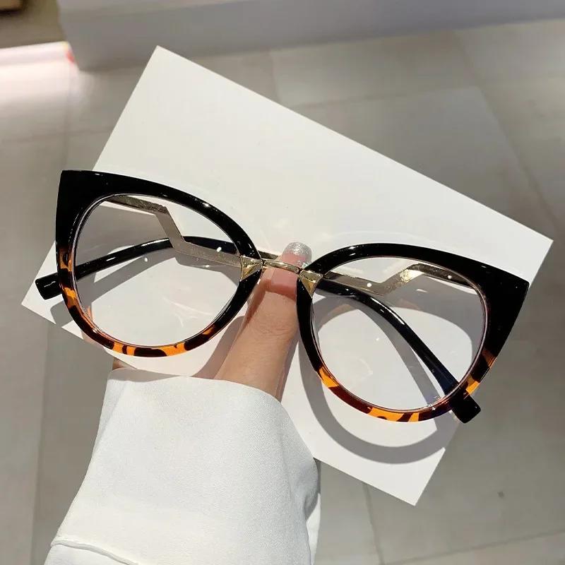 New Vintage Cat Eye Glasses Frame New Stylish Semi Metal Rim Women Eyewear Trendy Brand Design Non-prescription Eyeglasses