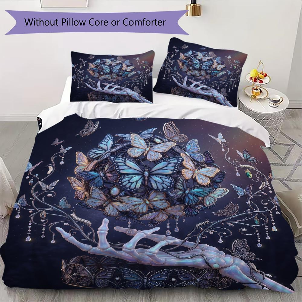 Classic White Rose Pattern Bedding Uilt Set Uilt Cover Pillowcase Home Decoration Birthday Gift (1 * Duvet Cover + 2 * Pillowcase Without Core)