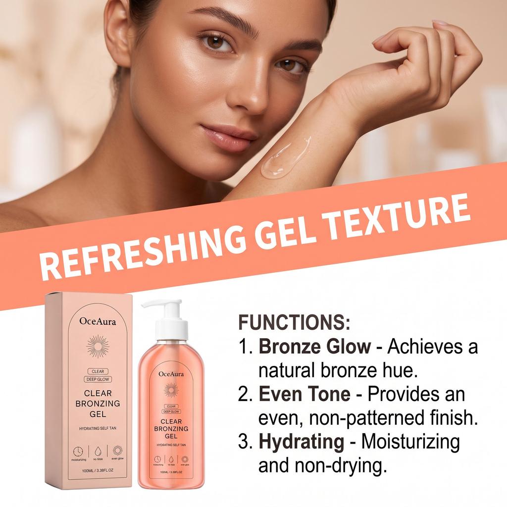 OCEAURA Moisturizing Tanning Gel for Outdoor Summer, Sunless Natural Tan