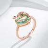 Vintage Geometry Green Natural Zircon Lizard Ring For Women Unique  Rose Gold Color Daily Fine Animal Jewelry Gift