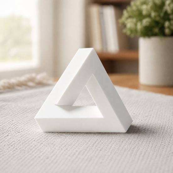 Optical Illusion Art Triangle Sculpture, 3D Printed Figurine, Abstract Minimalist Geometric Desktop Decoration for Living Room, Office, Shelf, Coffee