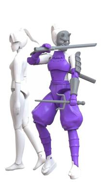 Suyata Sengoku Sanshiro Ninja Mergaitė Violetinė 2 Figūrėlės Plastikinis Modelis 1/24 SYTSNS-005