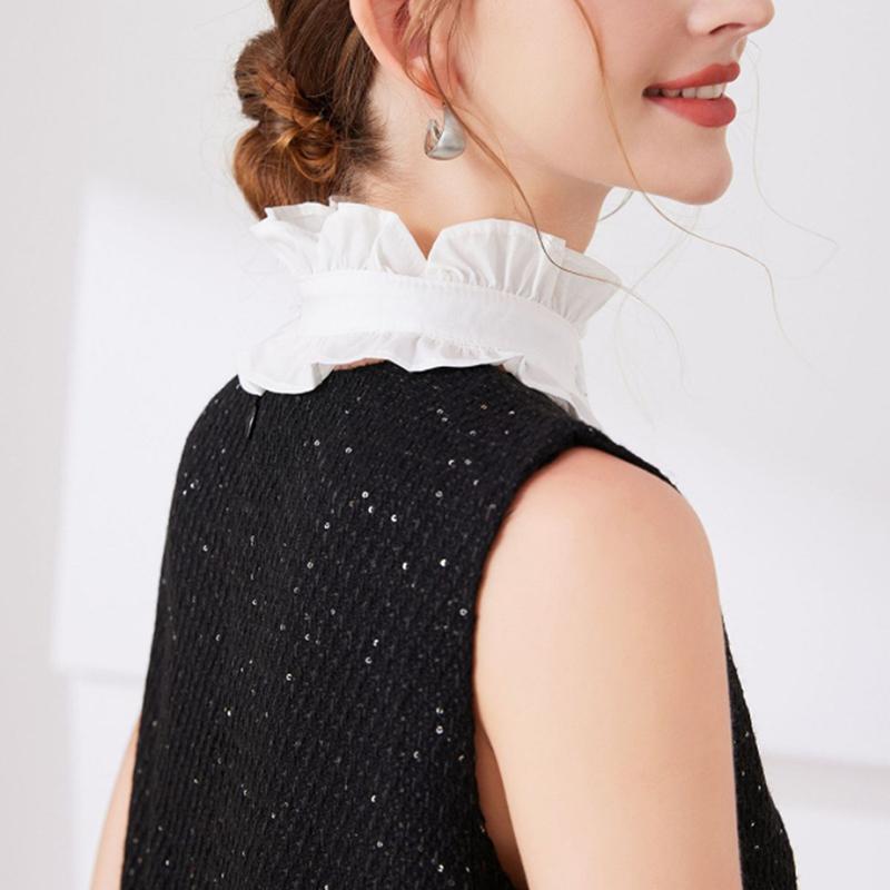 Mode Rüschen Knopf Falscher Kragen Für Frauen Stehkragen Abnehmbar Falsches Armband Für Mädchen Manschetten Falsche Manschetten Zubehör