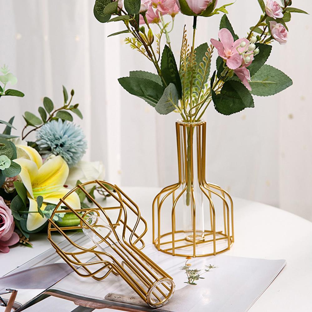 Minimalist  Iron Flower Vase Metal Flower Stand Desktop Vase Hydroponic Vase Home Decoration Hollowed Out Creative Simple