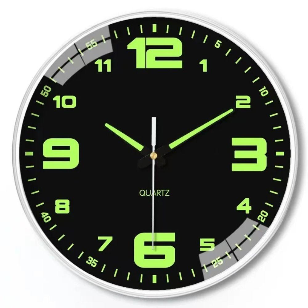 12 Inch Luminous Wall Clock Silent Non Ticking Round Plastic Modern Digital Clock for Living Room Home Office
