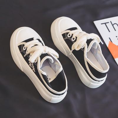 Two Wear Thick-Soled Wheat Ear Shoelaces Canvas Shoes For Women, Breathable And Versatile, Can Step On One Pedal, Casual Board Shoes For Women