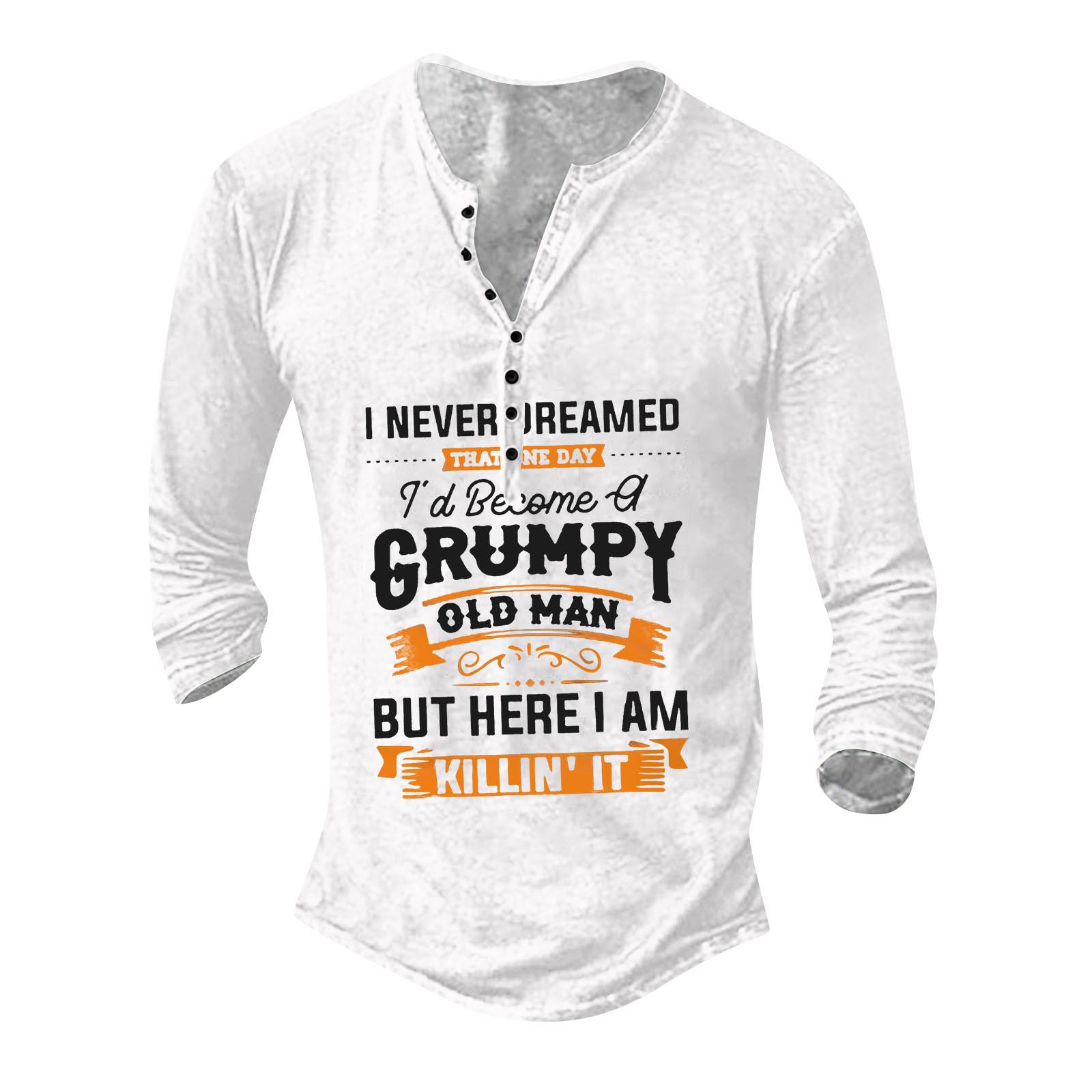 

Чоловіча модна футболка з графічними вишивками та довгими рукавами, весняно-осінній пуловер з принтом і довгими рукавами XXXXXL білий