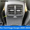 For Ford Kuga Escape - 2024 Carbon Fiber Armrest Box Rear Air Condition Vent Outlet Cover Trim Accessories Car Styling