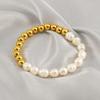 French-style New Retro Luxury Baroque Natural Freshwater Pearl Titanium Steel plated18K Gold Women's Bracelet Jewelry