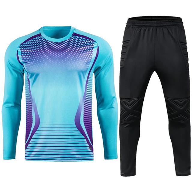 Herren Erwachsenen Fußball Torwart Uniform Schutzschwamm Fußball Langarm Kinder Training Torwart Fußball Trikot Oberteil Hose