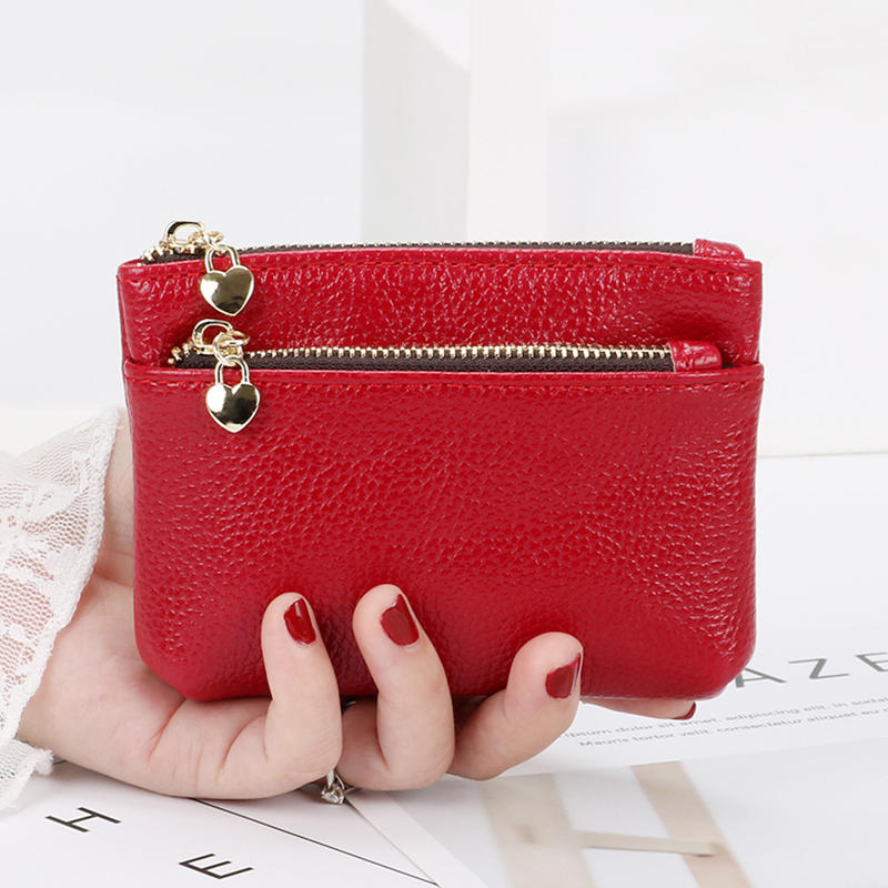 PU Leather Coin Purse Wallet With Card Slots Coin Organizer Change Holder Card Case Leather Zipper Storage Bag