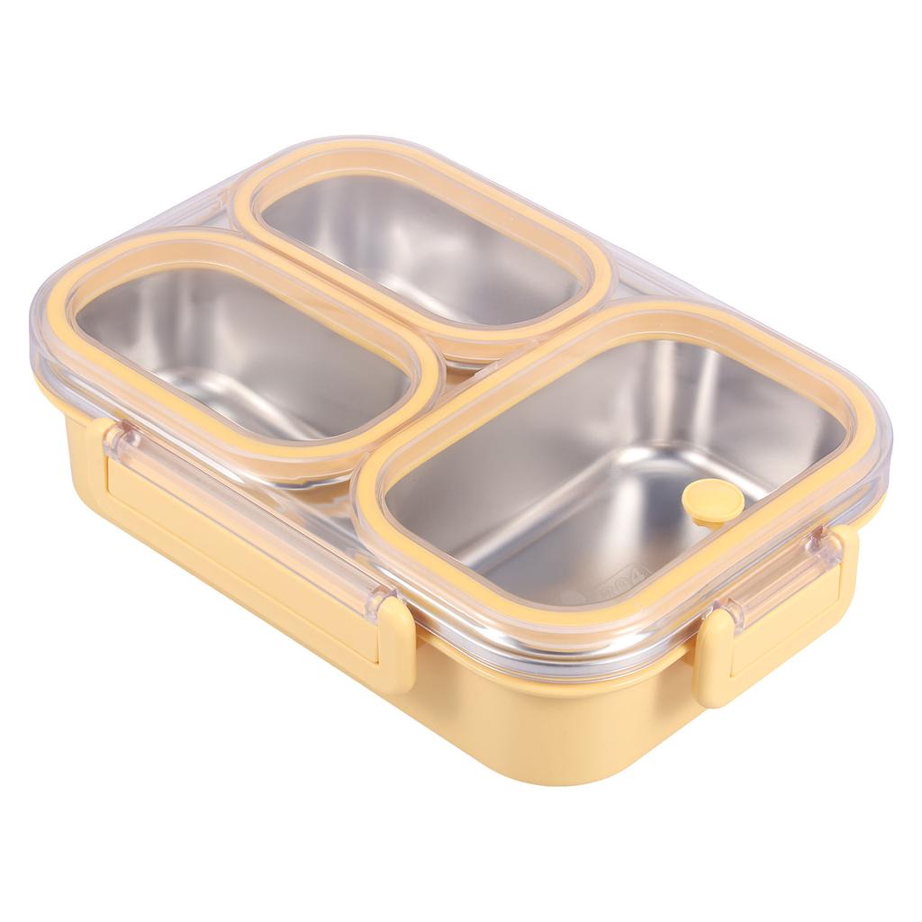 Portable Lunch Box Stainless Steel 3 Compartment Lunch Box Office Worker Students Sealed Bento Microwae Heating Food Container