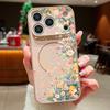 Colorful Rose Pattern Magnetic Phone Case For iPhone 17 Pro 16 15 14 13 Pro Max For Magsafe Wireless Charge Lens Protect Cover