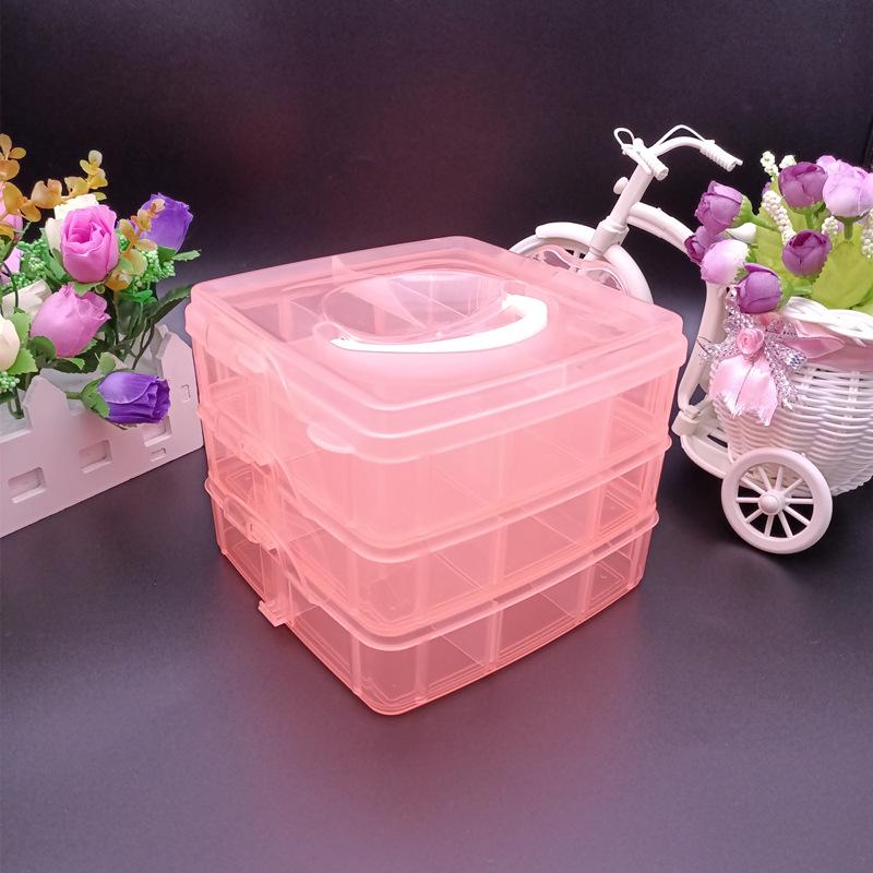 Compact Three-Layer Transparent Storage Box for Tools, Jewelry, and More
