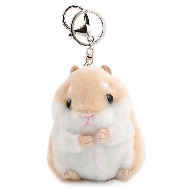 1PCS Cute Hamster Plush Keychain Stuffed Animals Keyring Charm Handbag Pendant(brown)