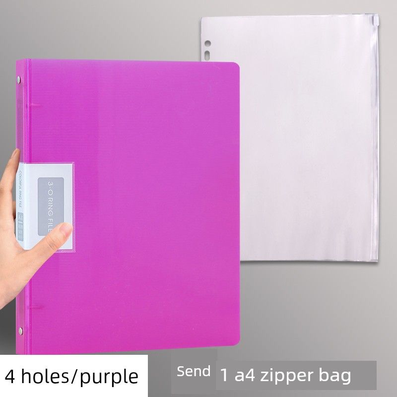 Four-Hole A4 Punch Loose-Leaf Binder 3-Hole Folder A4 Paper Clip Info Booklet Storage Paper Paper Perforated Shell