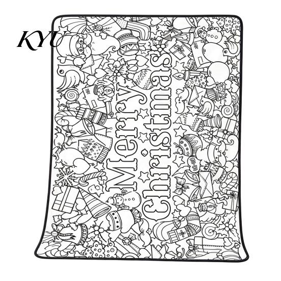 Creative Activity for Women Halloween DIY Coloring Blanket, Color Your Own Throw Blanket with Optional Art Therapy Gifts 24 Markers, Washable