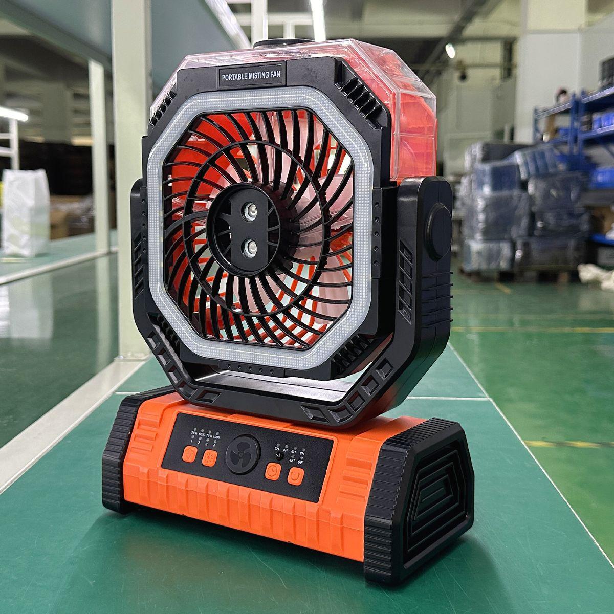 Outdoor Oscillating Rechargeable Fan with Mist, 20000mAh USB for Camping Tent 6 inch