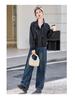 Women's Petite Leather Stand-Collar Jacket - Slimming, Stylish Motorcycle Style, Spring 2026 Fashion