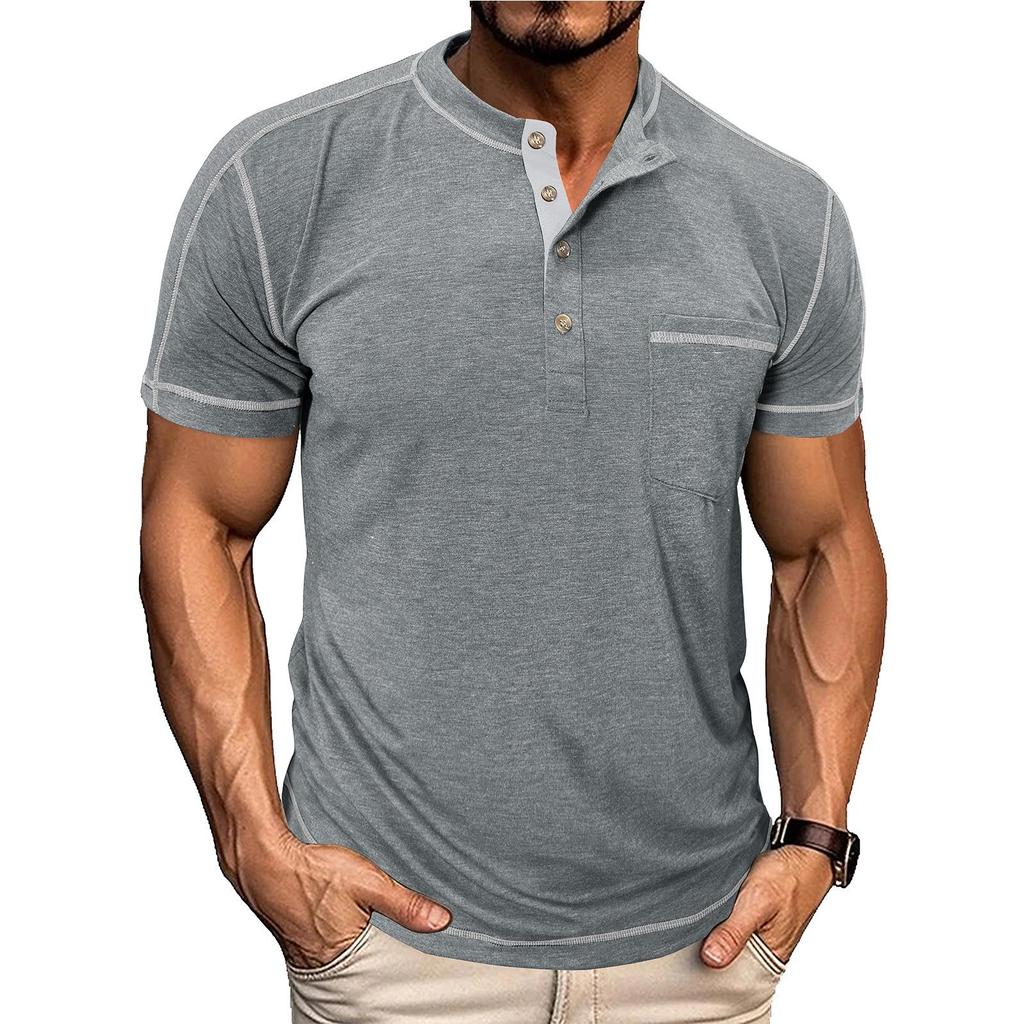 Men's Casual Color-block Sports T-shirt - Men's Round-neck Short-sleeved Top