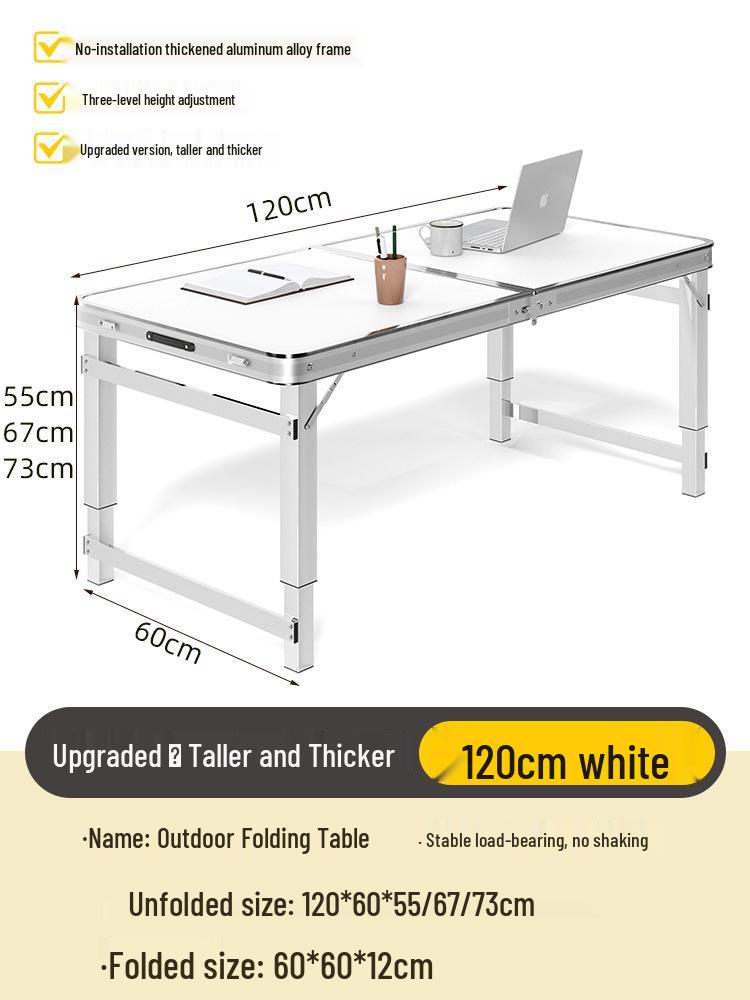 Adjustable Height Aluminum Folding Picnic Table & Chairs Set for Outdoor Camping & BBQ