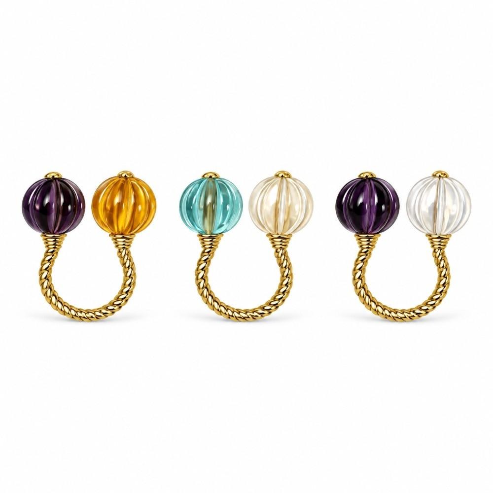 Dopamine Crystal Pumpkin Open Rings Versatile Jewelry Gifts Trendy Hand Decoration for Women