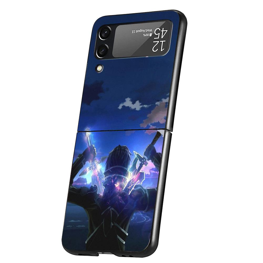 Sword Art Online Anime Cover Phone Case For Samsung Galaxy Z Flip 7 6 5 4 3 5G Flip7 Flip6 Flip5 Flip4 Flip3 Black Fundas Shell