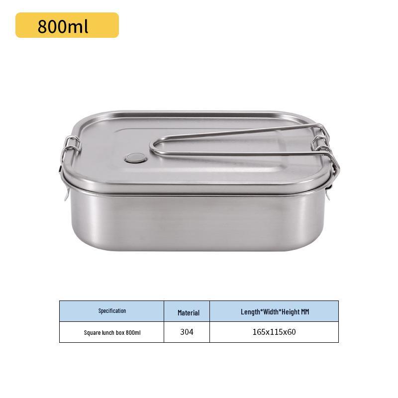 304 Stainless Steel Leak-proof Compartment Lunch Box: Portable, Multi-purpose, Square, Ideal for Students & Office Workers