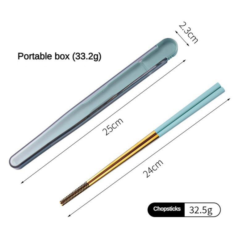 

Палочки для еды из нержавеющей стали, обеденная посуда, дорожные переносные палочки для еды, складной чехол, ящик для хранения, столовая посуда, кухонные принадлежности