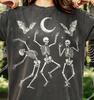 Vintage Dancing Skeletons 90s Graphic Comfort Colors® Tshirt, Spooky Retro Faded Tee, Y2K Streetwear Halloween Goth Macabre Gift