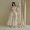 Mori light wedding dress, neck V-neck halter, fishbone girdle waist perspective lace long pendulum fairy dress