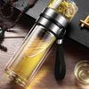 1pc Leakproof Double-Wall Insulated Glass Tea Soaking Bottle with Water Separation Compartment 350ml/450ml/500ml Reusable Travel