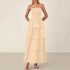 Women's Fashion Sheath Shrunken Pleated Layered Pleated Casual Beach Tank Dresses