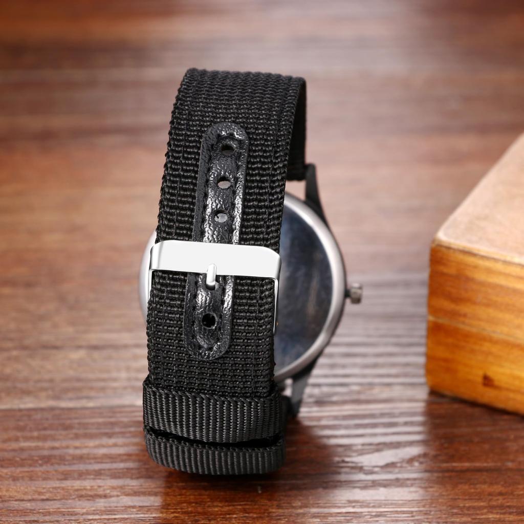 Military Watch with Nylon Luminous Analog Simple and Stylish Quartz Fashion Accessory Perfect Gift for and Day Men's Strap, Waterproof, Display,