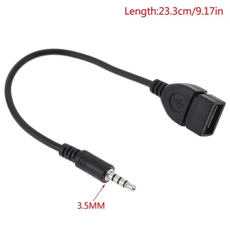 3.5mm Mp3 Data Transfer Cable with Decoder Adapter USB Audio Jack Adapter Male Round To USB Port Plug Car Interior Accessories