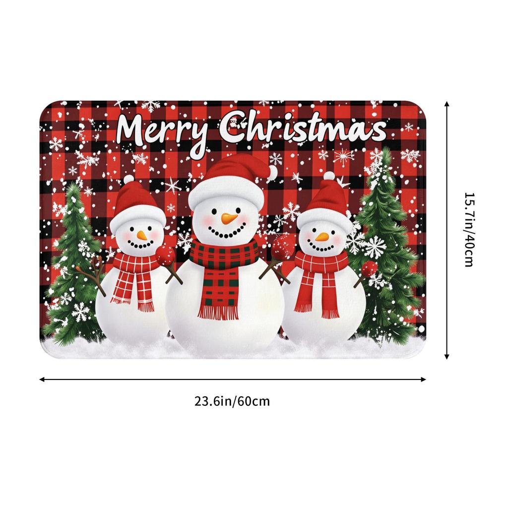 Snowman Pattern Merry Christmas Doormat Non-Slip Entrance Kitchen Bath Door Floor Mat  Toilet Carpet Rug