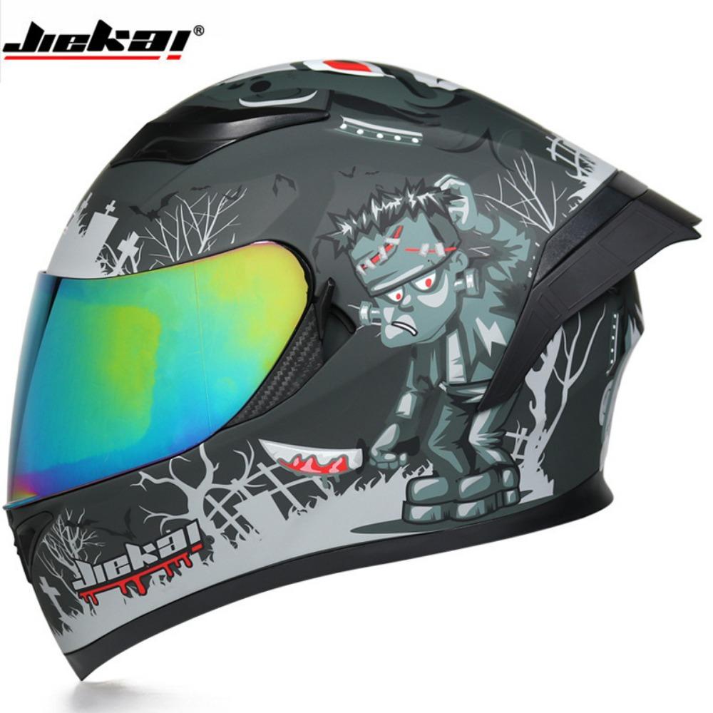 Jiekai Electric Motorcycle Helmet Men's and Women's Full Helmets Double Lenses Full Overlay Street Car Bluetooth Universal In All Seasons